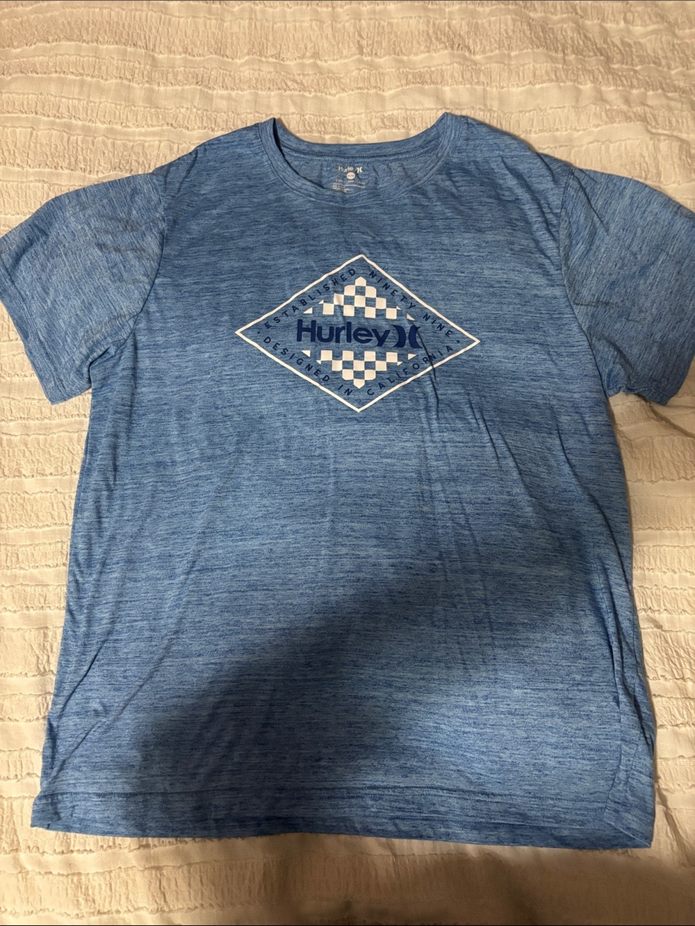Hurley Men's Heather Blue Graphic Crew Tee